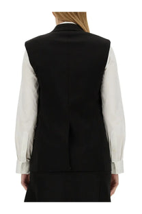 Black wool tailored vest by helmut lang showing structured back with clean lines