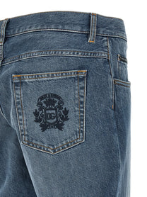 Dolce &amp; Gabbana Heraldic Embroidery Jeans Blue