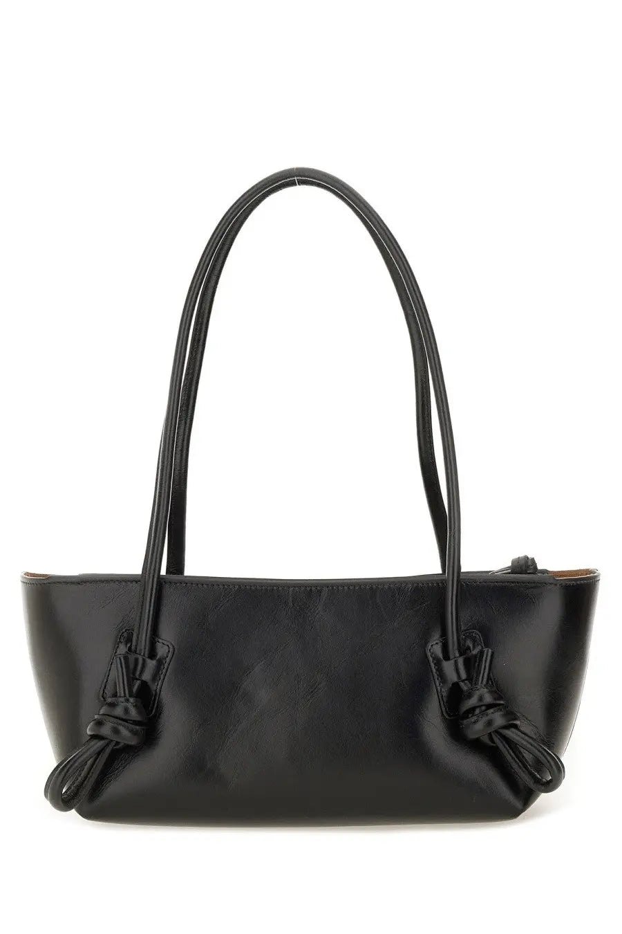 Hereu women’s black leather tote bag with distinctive knotted handles perfect for everyday use