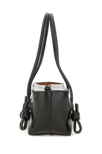 Hereu women’s bag fleca black black patent leather handbag with knotted handles and transparent front panel