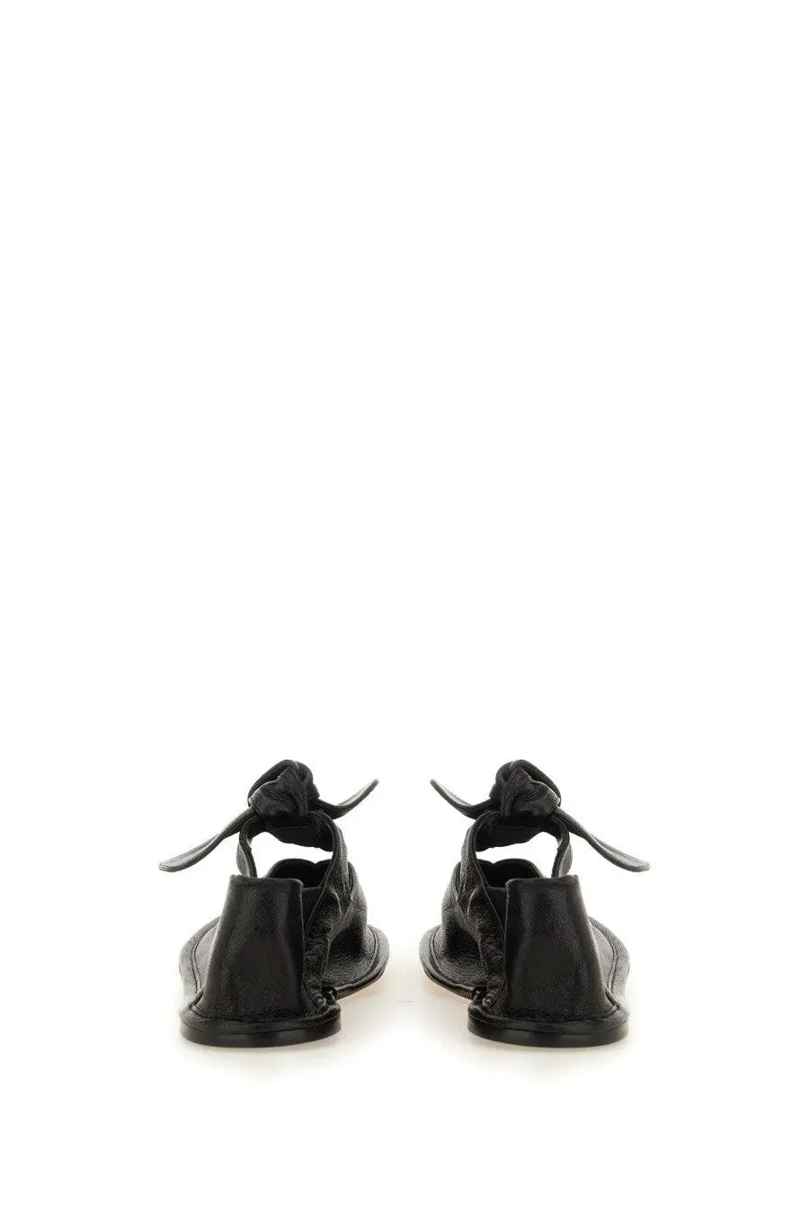 Hereu women’s ballerina black leather sandals with distinctive knotted strap design
