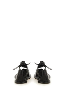 Hereu women’s ballerina black leather sandals with distinctive knotted strap design