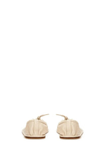 Hereu women’s dancer puntera supplement beige cream-colored flat shoes with soft wrinkled leather and tied laces