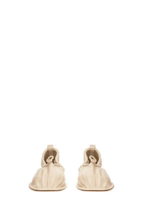 Hereu women’s dancer puntera supplement beige cream leather slip-on shoes with soft pleats and drawstring closure