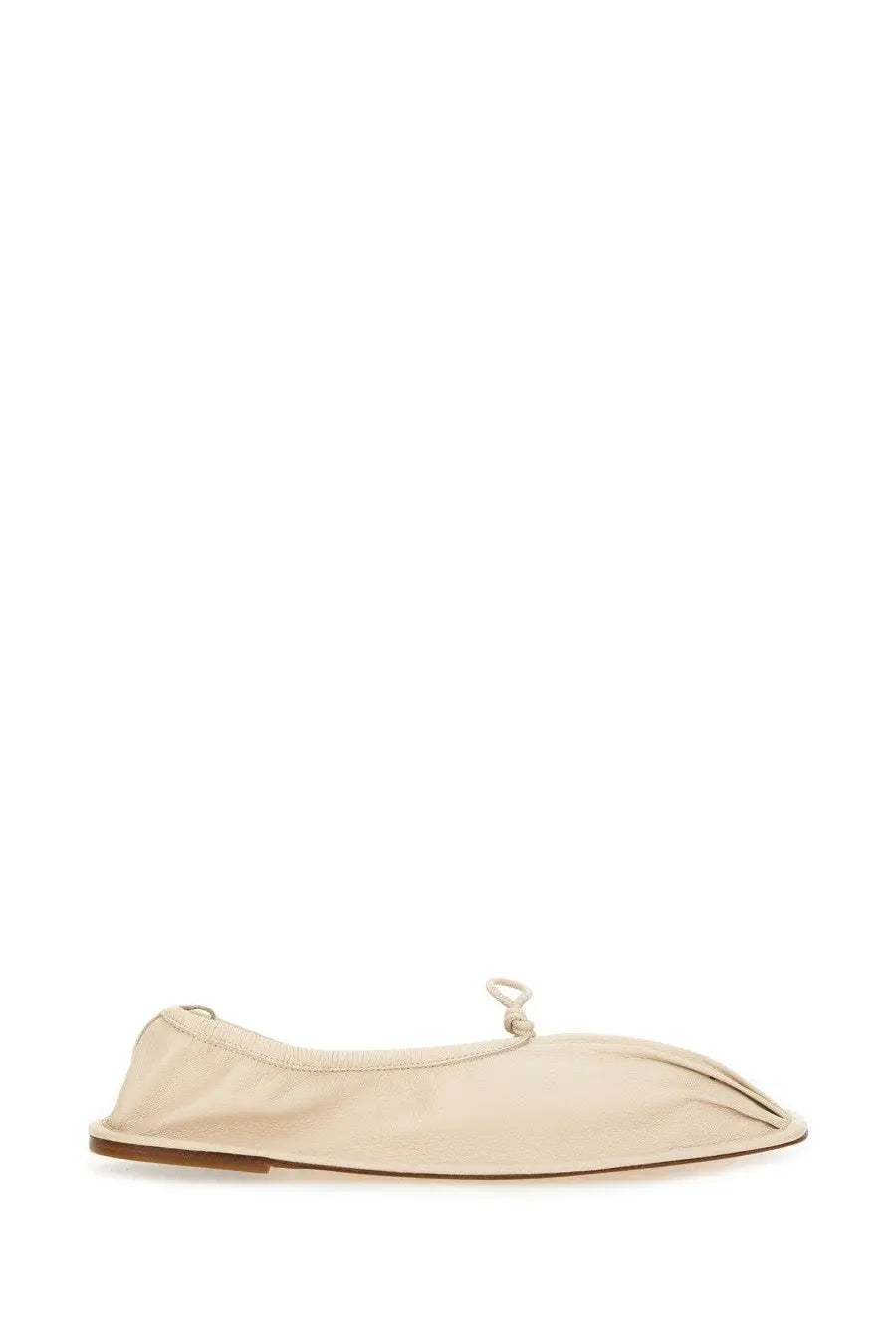 Hereu women’s dancer puntera supplement beige leather ballet flat with delicate bow at the toe