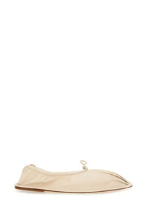Hereu women’s dancer puntera supplement beige leather ballet flat with delicate bow at the toe