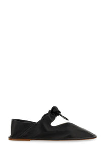 Hereu women’s llasada sandal black satin slip-on flat shoe with tied bow detail at the front
