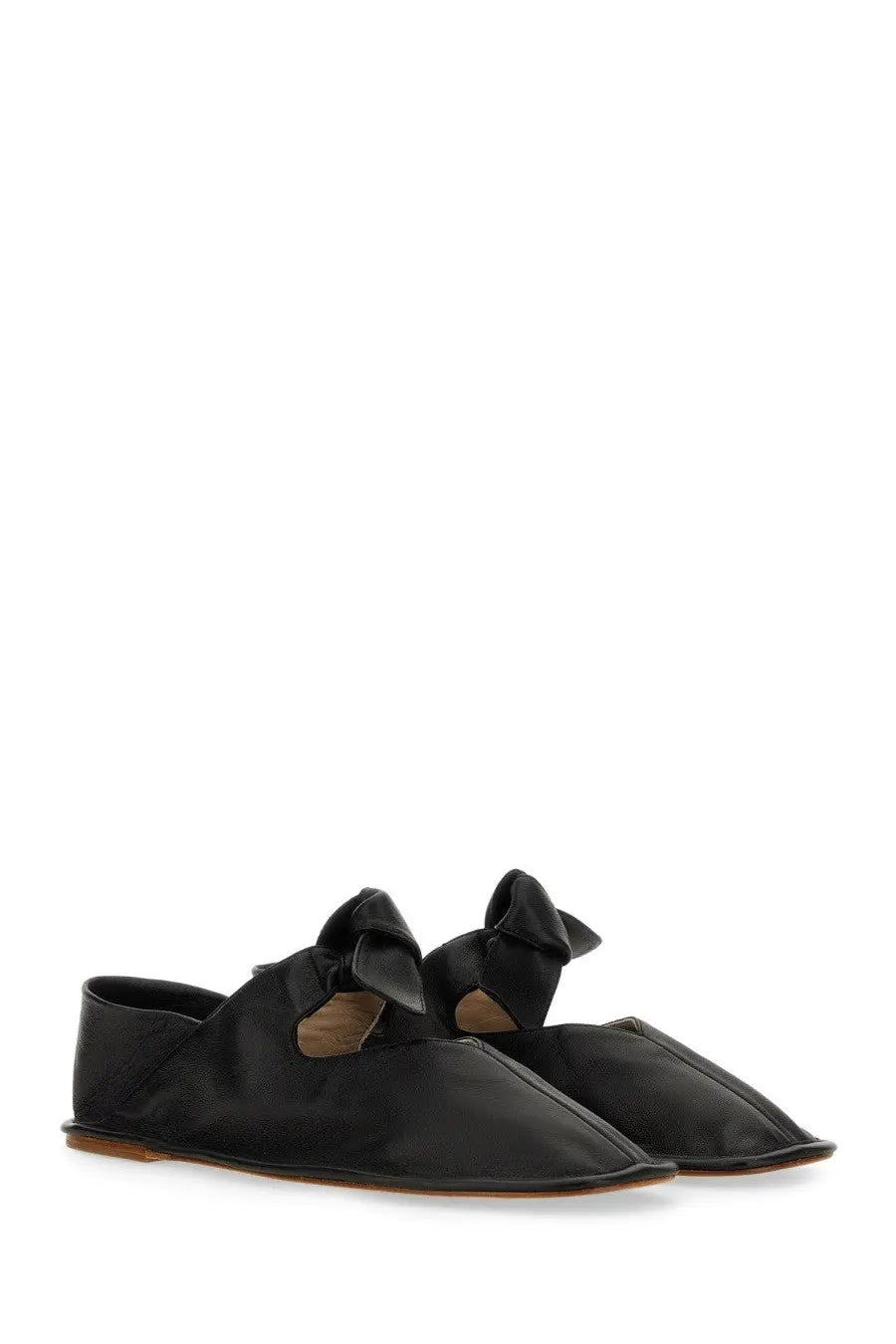 Hereu women’s llasada sandal black satin slip-on flats with bow detail on the vamp