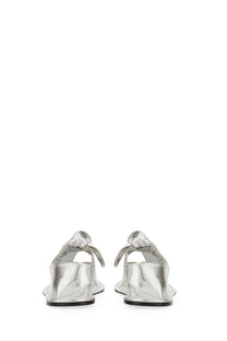 Hereu women’s llasada sandal silver flat metallic leather sandals with knotted strap design for casual wear