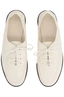 Hereu women’s moccasin juliol white white leather lace-up oxford shoes with black rubber soles