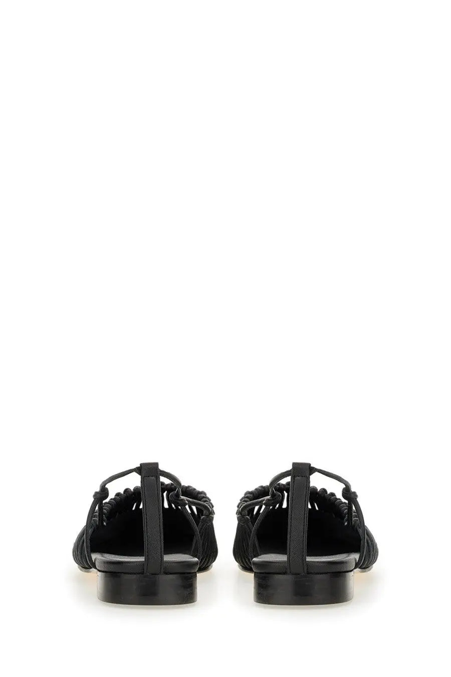 Hereu women’s black leather sandals with braided straps and flat sole perfect for casual wear