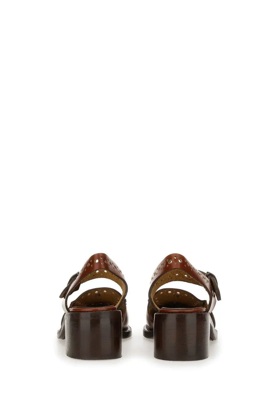 Hereu women’s sandal moccasin picada brown brown leather sandals with perforated detailing and chunky block heel