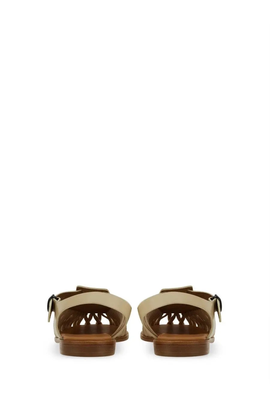 Beige leather womens sandals by hereu with woven strap design and brown soles in sandalo alaro white style