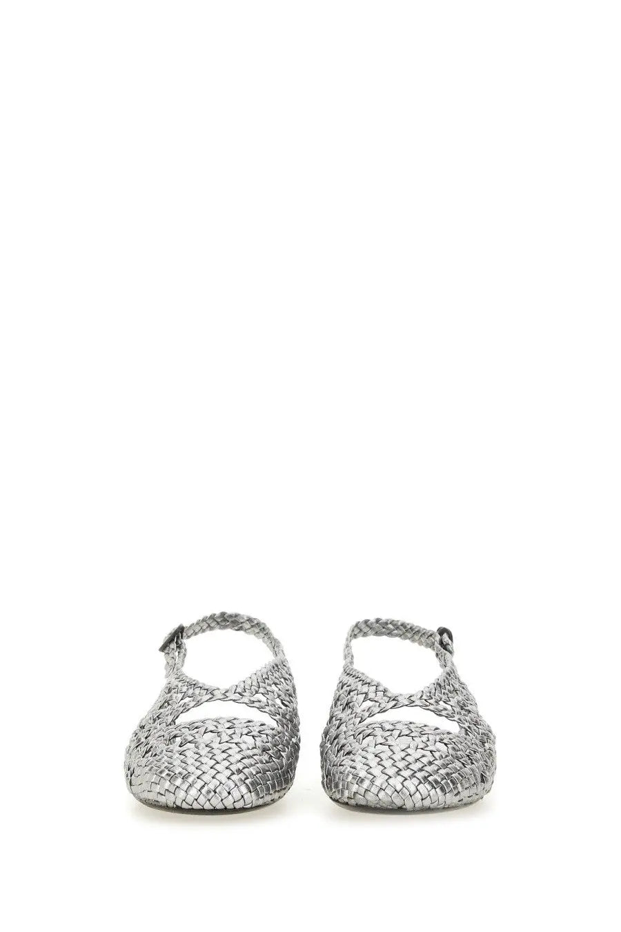 Hereu women’s slingback sandal empuria metallic silver flat sandal with braided texture and ankle strap