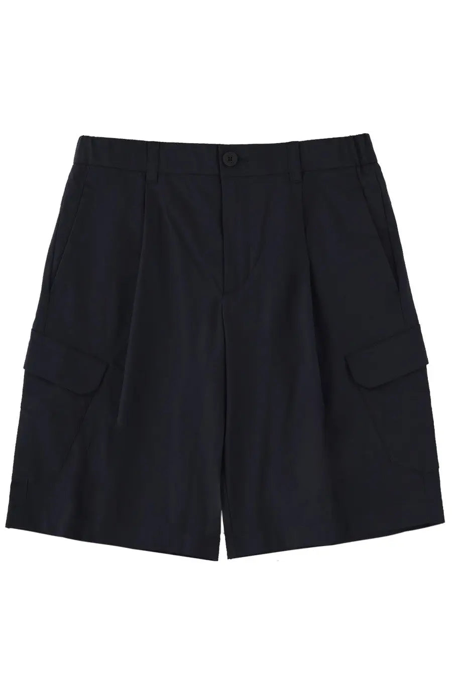 Herno men’s black pleated cargo shorts with button closure and side pockets for casual wear