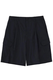 Herno men’s black pleated cargo shorts with button closure and side pockets for casual wear