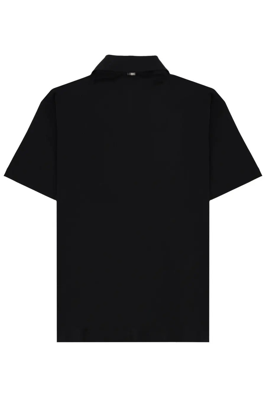 Herno men’s black cotton polo shirt with short sleeves classic collar and subtle brand tag at the back of the neck