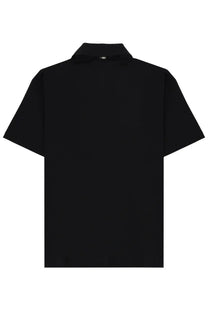 Herno men’s black cotton polo shirt with short sleeves classic collar and subtle brand tag at the back of the neck