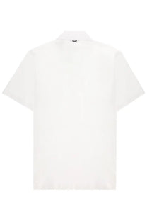 Herno men’s white cotton polo shirt with short sleeves classic collar and subtle branding at the back of the neck back view