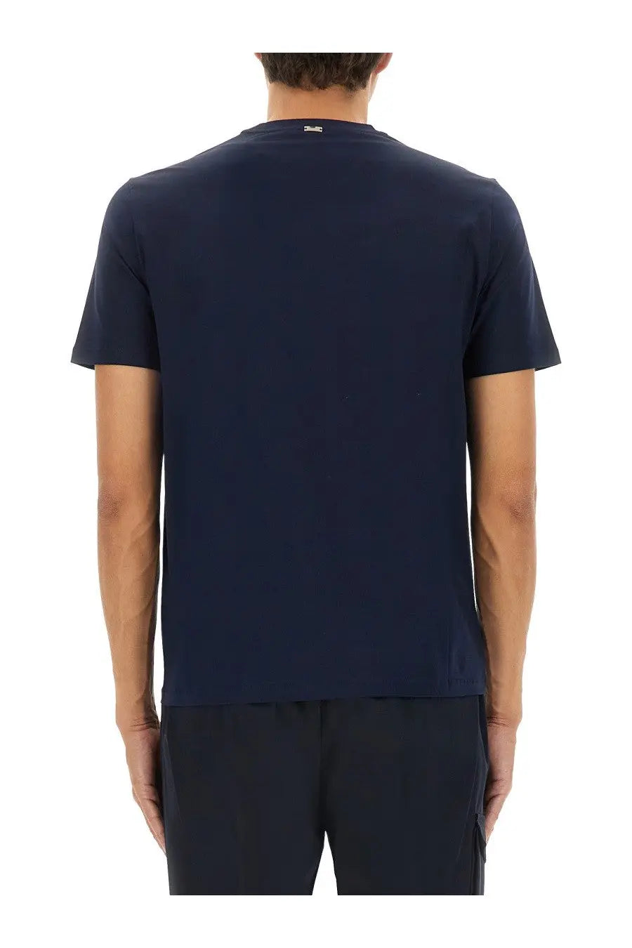 Herno men’s navy blue cotton short-sleeved t-shirt with a subtle logo at the neckline