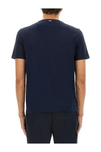 Herno men’s navy blue cotton short-sleeved t-shirt with a subtle logo at the neckline