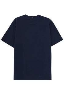 Navy blue cotton t-shirt with a simple crew neck and short sleeves from herno mens cotton shirt blue collection