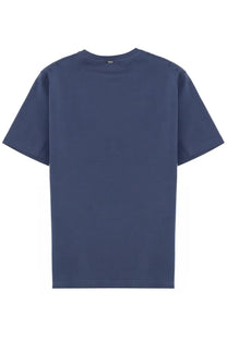 Herno men’s cotton shirt blue navy blue cotton t-shirt with simple crew neck and short sleeves front view