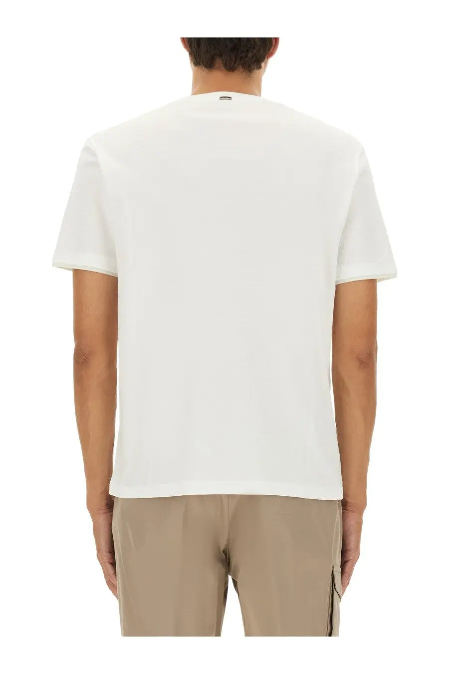 Herno men’s white cotton shirt with simple crew neck and short sleeves perfect for casual wear