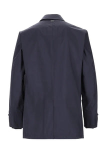 Herno men’s giacca impermeabile con colletto blue dark navy tailored blazer with subtle stitching details