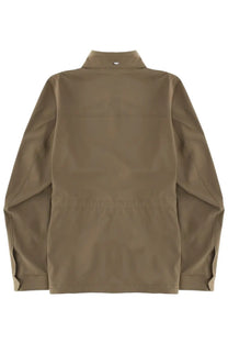 Herno men’s tan jacket with stand-up collar long sleeves and subtle stitching details in brown material