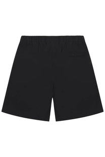 Back side of herno men’s master shorts black showing elastic waistband and small back pocket on athletic shorts