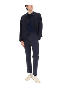 Navy blue Herno men’s overshirt with relaxed fit and subtle stitching details in a button-up design