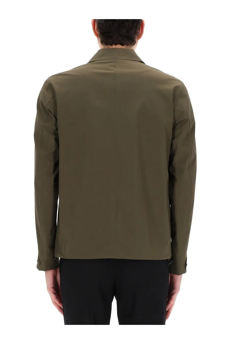 Herno men’s overshirt green olive green casual jacket with structured collar and subtle seam detailing