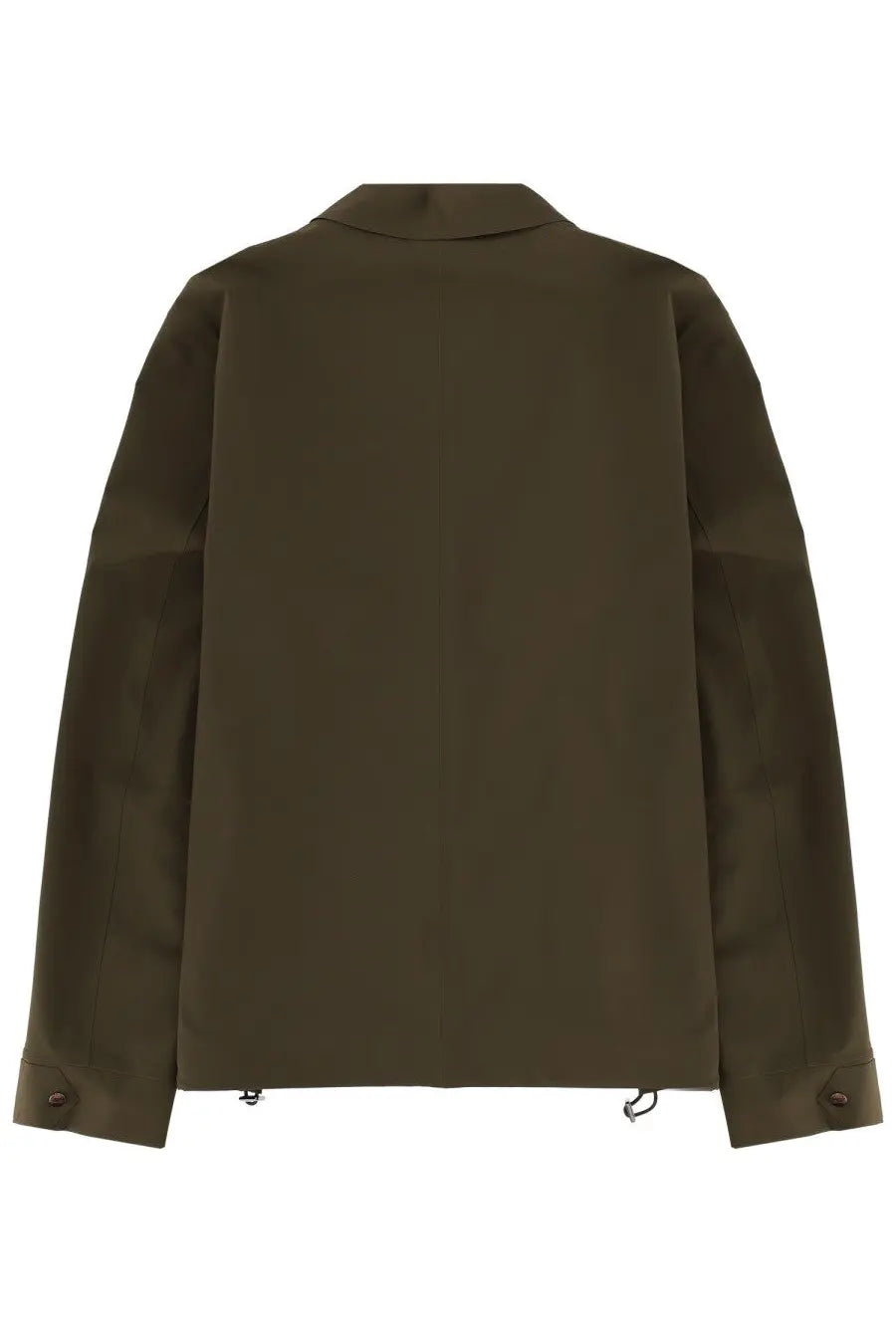 Herno men’s overshirt green olive utility jacket with minimalist design and subtle drawstrings at the hem