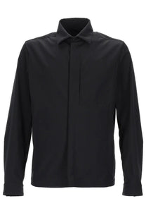 Herno men’s overshirt in misto lana black with long sleeves subtle chest pocket and minimalist design