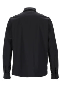 Herno men’s overshirt in black misto lana with long sleeves crisp collar and subtle stitching details