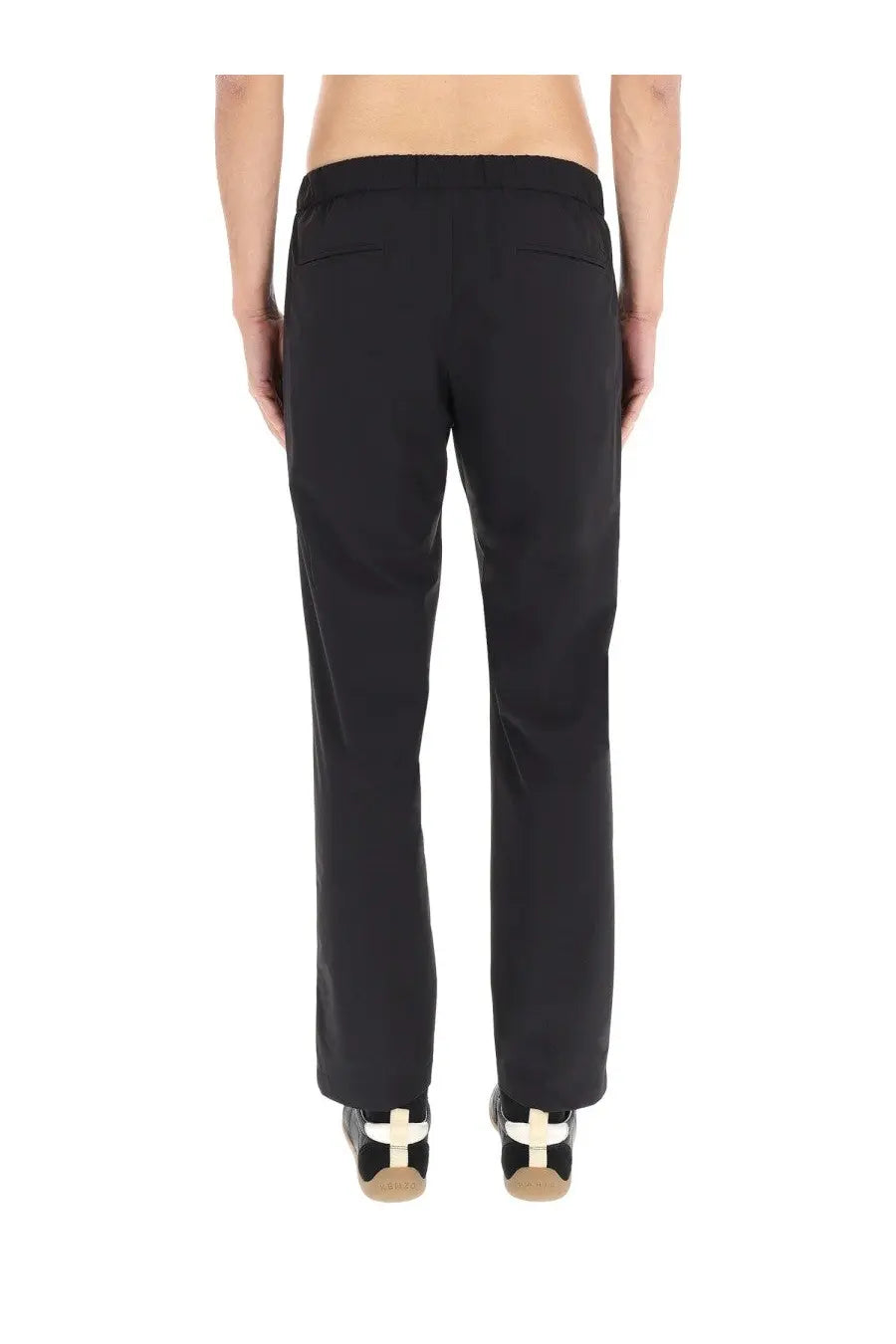Herno men’s black tailored trousers with relaxed fit and elastic waistband in premium fabric