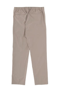 Back side of herno men’s grey chino pants with beige elastic waistband and two back pockets
