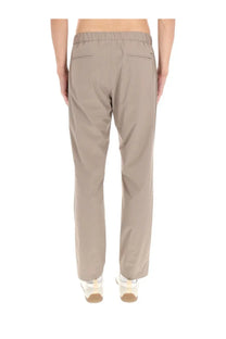 Back view of herno men’s grey chino trousers with elastic waistband and two rear pockets