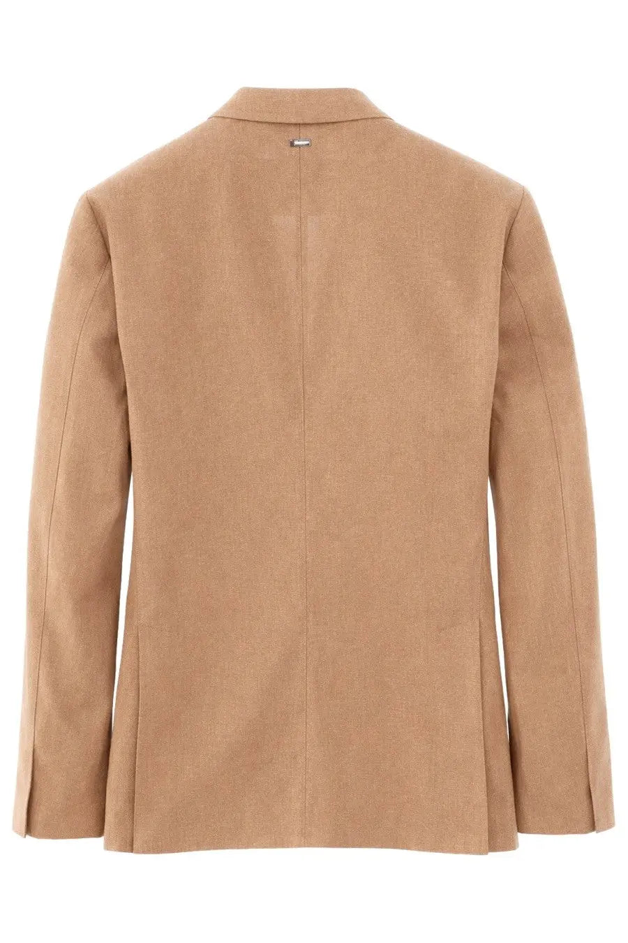 Herno men’s single breasted brown linen jacket tan suede blazer with subtle textured finish and tailored lines