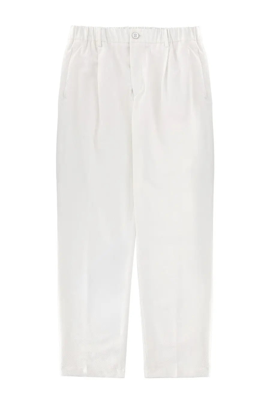 Herno men’s tailored white pleated trousers with button closure at the waist in lightweight fabric