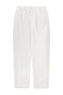 Herno men’s tailored white pleated trousers with button closure at the waist in lightweight fabric
