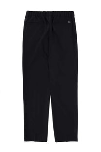 Herno men’s wool blend pants in blue with black elastic waist and sleek straight-leg cut with subtle stitching details