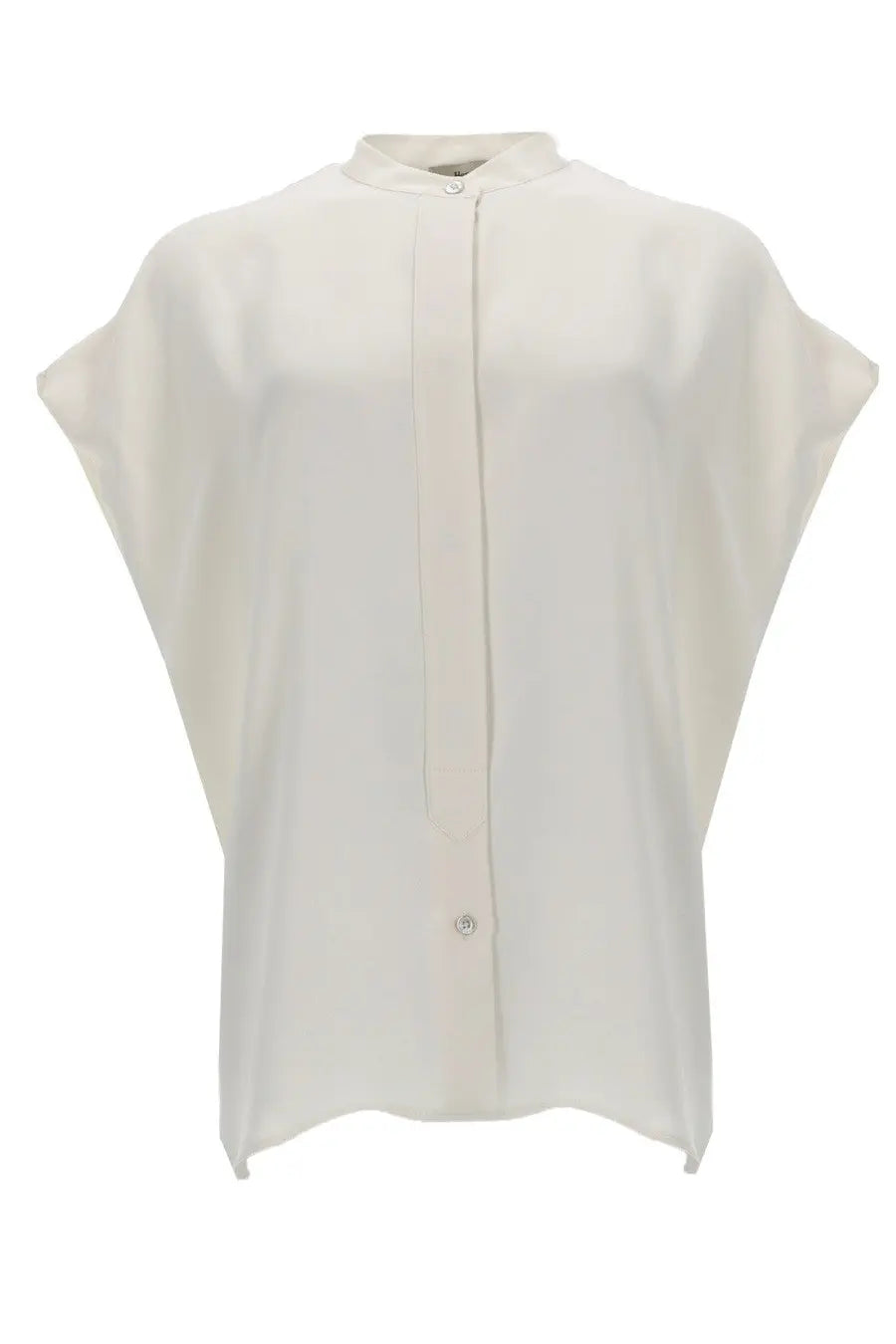 Herno women’s blusa con bottoni white soft off-white silk blouse with relaxed fit and wide sleeves