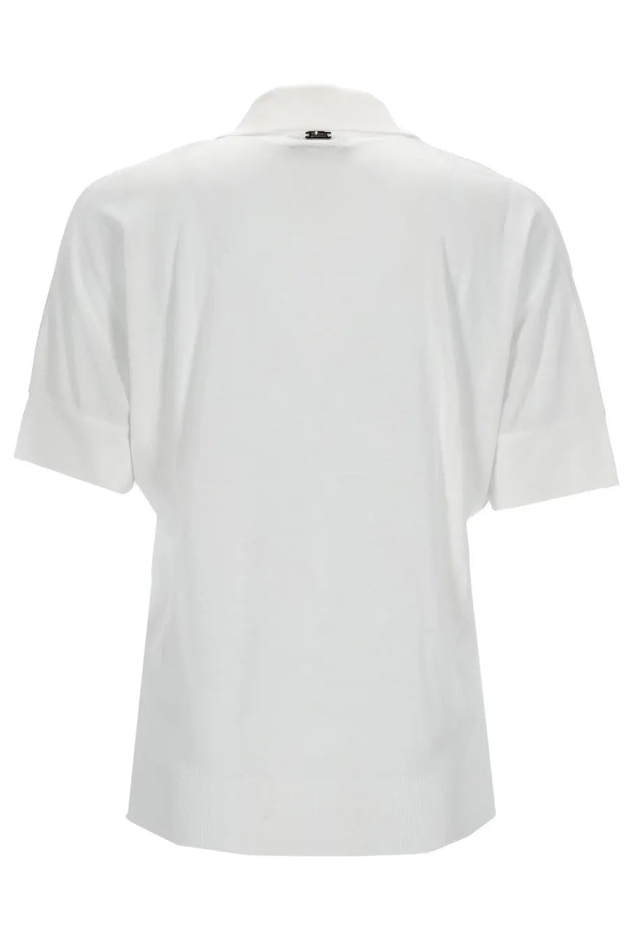 Herno women’s white cotton blend polo shirt with short sleeves classic collar and subtle stitching details