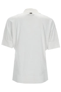 Herno women’s white cotton blend polo shirt with short sleeves classic collar and subtle stitching details