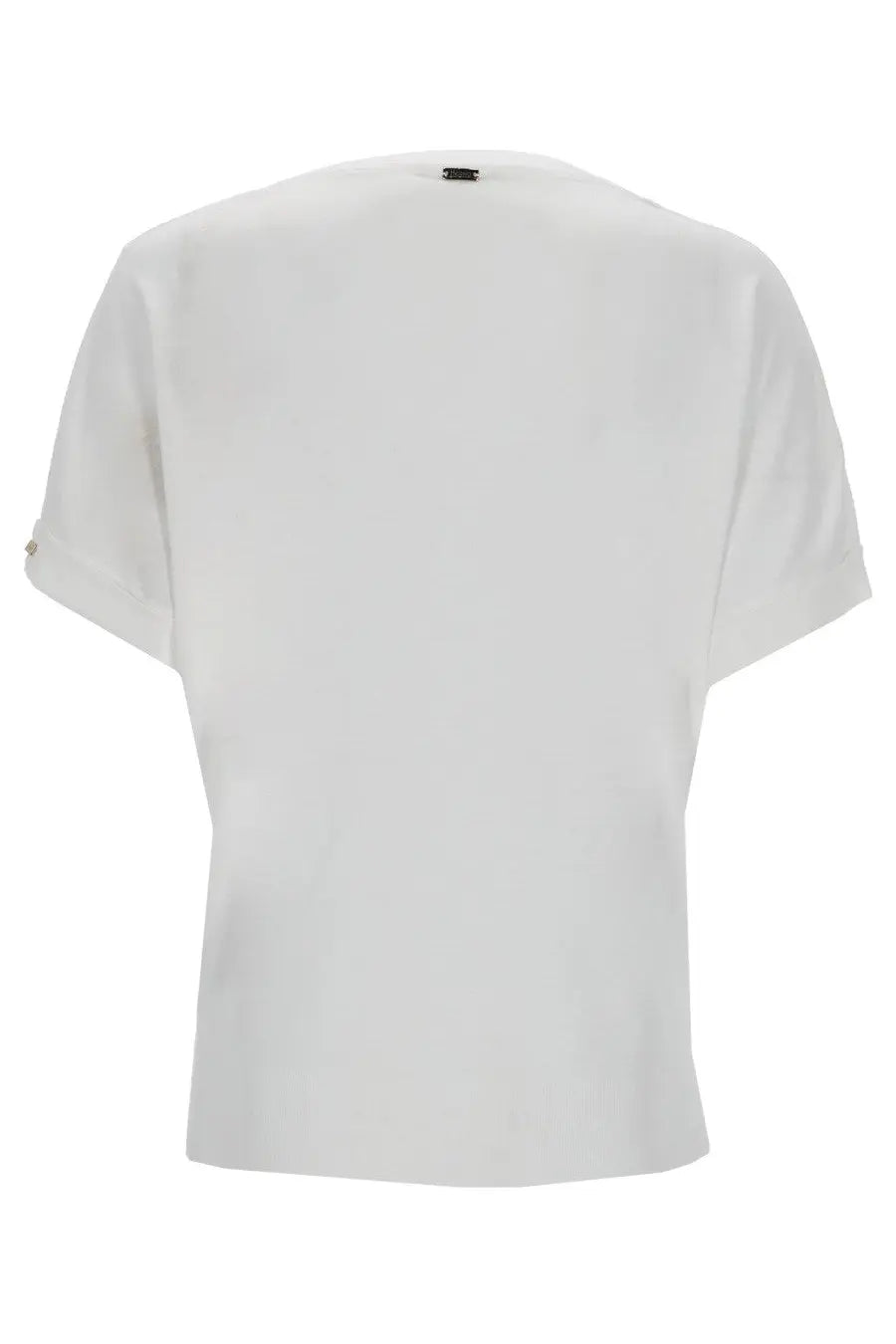Herno women’s white cotton blend short-sleeved t-shirt with relaxed fit and subtle texture