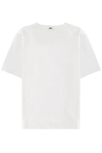 Herno women’s white cotton short-sleeved shirt with crew neck and subtle brand tag at the neckline