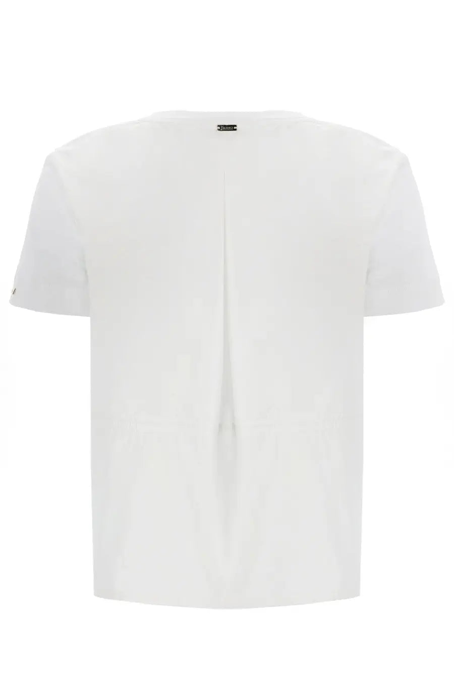 Herno women’s white cotton short-sleeved shirt with a subtle central seam and minimal neckline branding