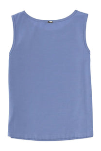 Herno women’s cotton top in soft light blue with sleeveless design and round neckline for casual wear
